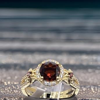 18K Gold 925 Sterling Silver Gemstone Zircon Jewelry In Garnet Size 8