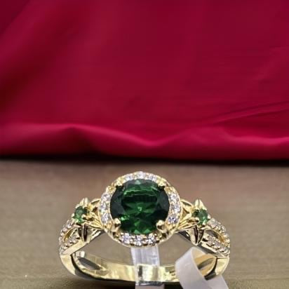 18K Gold 925 Sterling Silver Gemstone Zircon Jewelry In Emerald Size 8