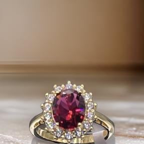 Women Gift 925 Sterling Silver Party High Quality Jewelry Cocktail Luxury Ring 18 K Gold Plated In Ruby Size 7