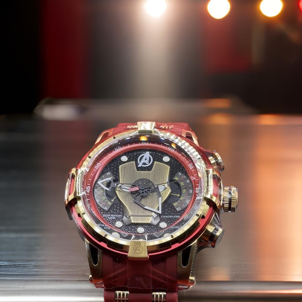 Marvel Character Men Luxury Wrist Watch Iron Man In Red