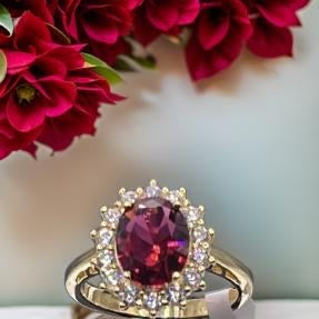 Women Gift 925 Sterling Silver Party High Quality Jewelry Cocktail Luxury Ring 18 K Gold Plated In Ruby Size 7