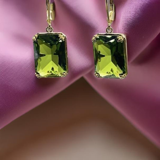 Pure 925 Sterling Silver Gemstone Earrings Jewelry Fine 18K Gold Plated Peridot