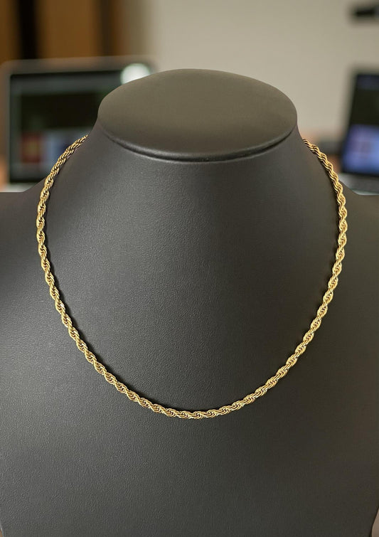 Men Jewelry - Rope Link Chain - Gold Stainless Steel - 4 MM- 45 CM