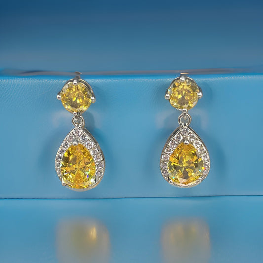 Trendy Luxury Water Drop Stud Earrings In Yellow