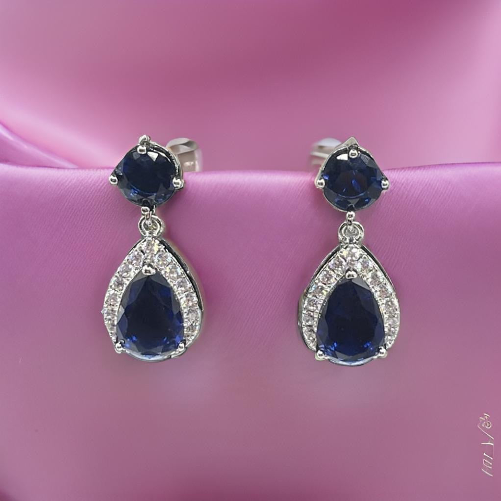 Trendy Luxury Water Drop Stud Earrings In Blue