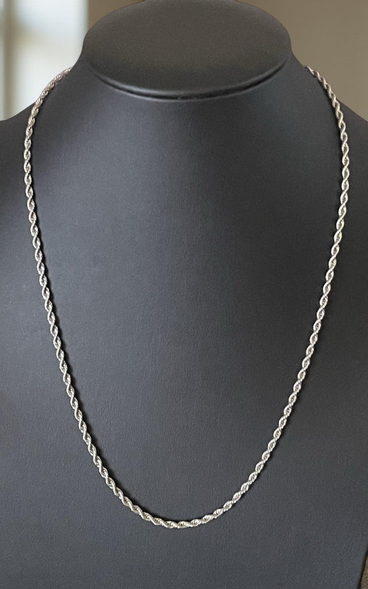 Men Jewelry - Rope Link Chain - Silver Stainless Steel - 3 MM- 55
CM