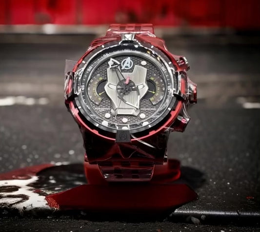 Marvel Character Men Luxury Wrist Watch Iron Man In Black