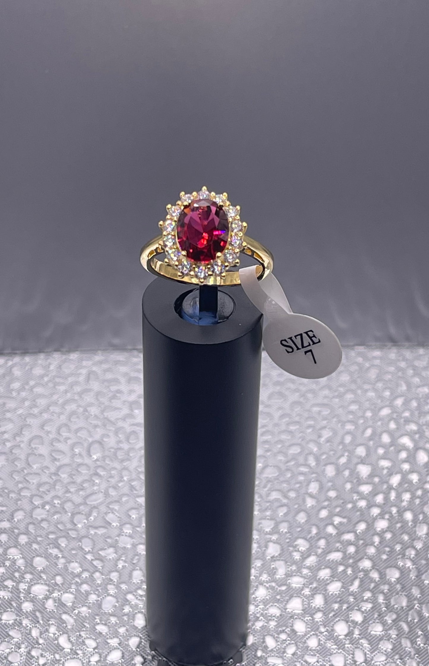 Women Gift 925 Sterling Silver Party High Quality Jewelry Cocktail Luxury Ring 18 K Gold Plated In Ruby Size 7