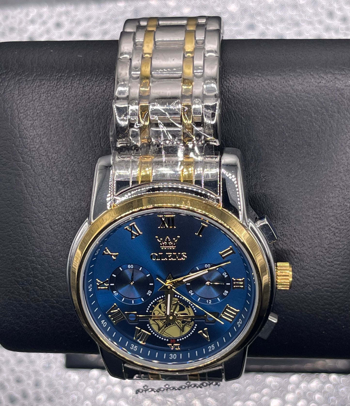 Stainless Steel Waterproof Date Week Fashion Classic Wrist Watches Men Gold Blue