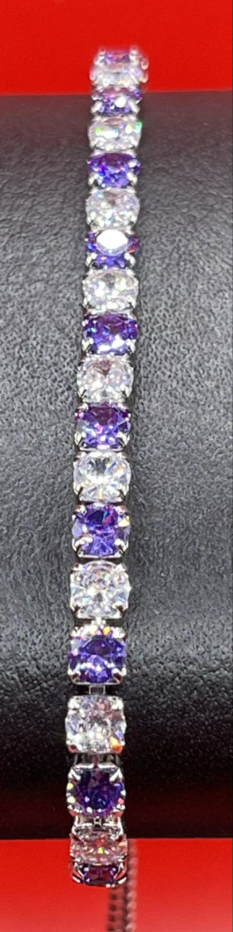 Colorful Bling Diamond Zircon Adjustable Tennis Bracelet Jewelry For Women In Purple White Silver