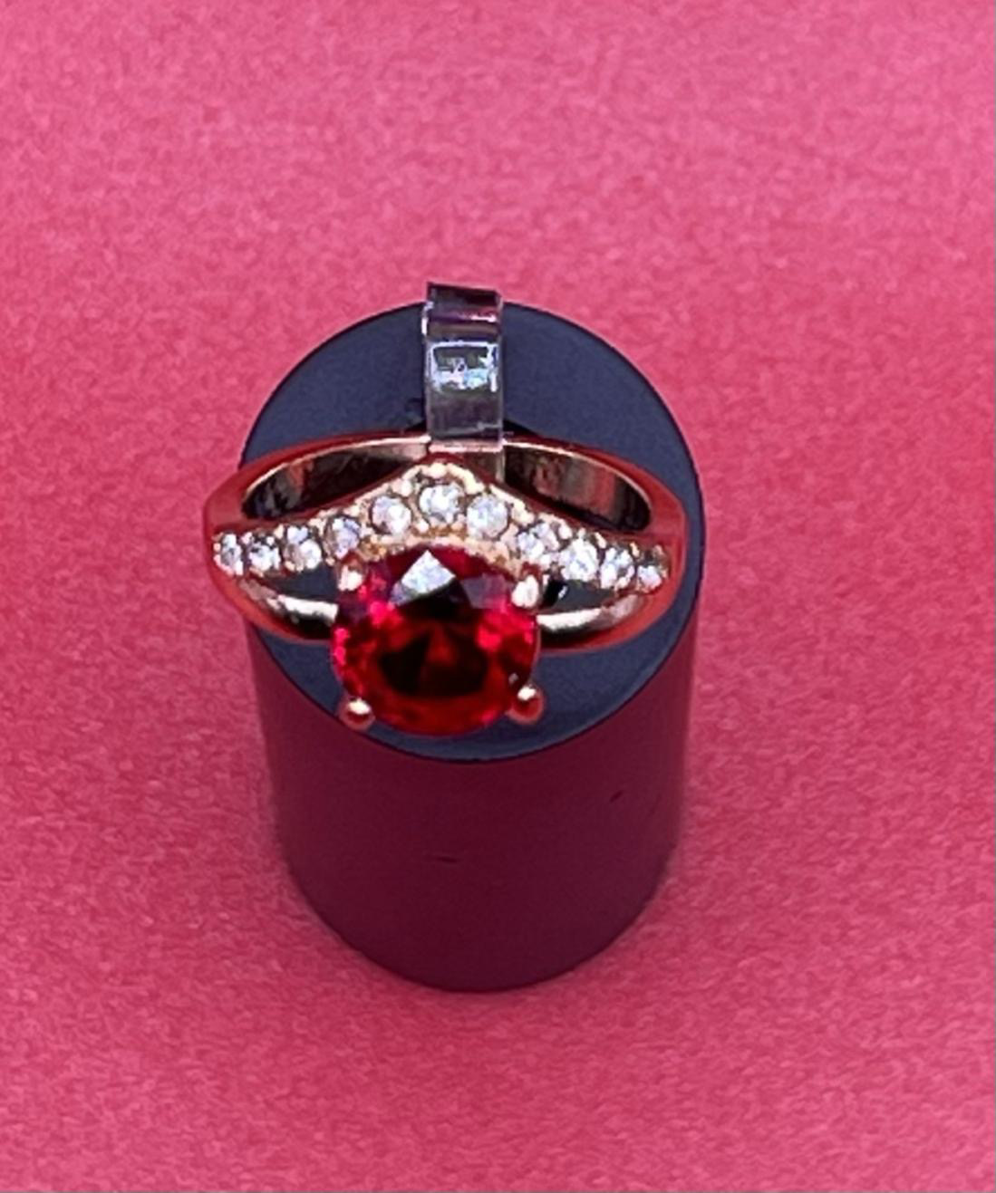 Crystal Cubic Zirconia Rings For Women In Red