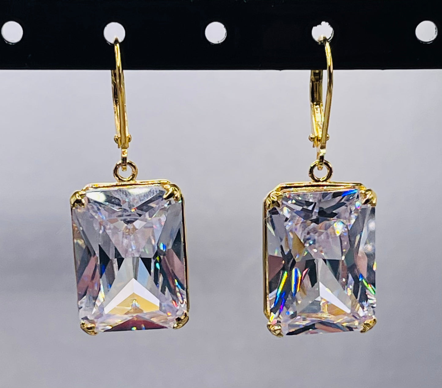 Pure 925 Sterling Silver Gemstone Earrings Jewelry Fine 18K Gold Plated In White Zircon