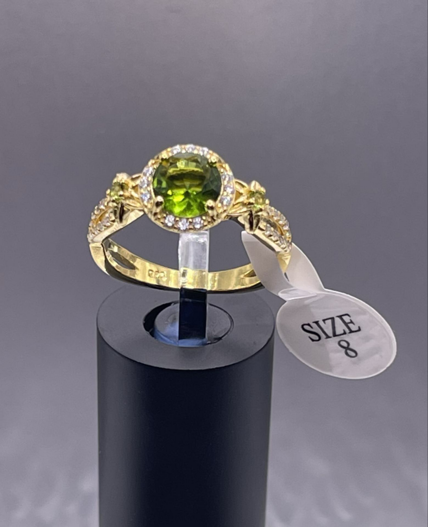 18K Gold 925 Sterling Silver Gemstone Zircon Jewelry In Peridot Size 8