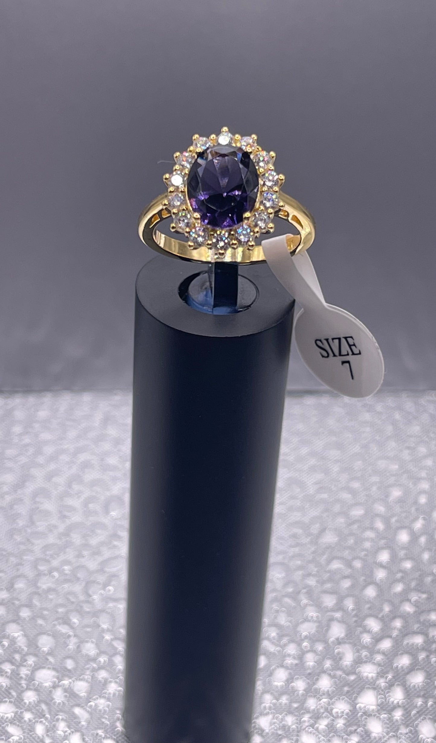 Women Gift 925 Sterling Silver Party High Quality Jewelry Cocktail Luxury Ring 18 K Gold Plated In Amethyst Size 7