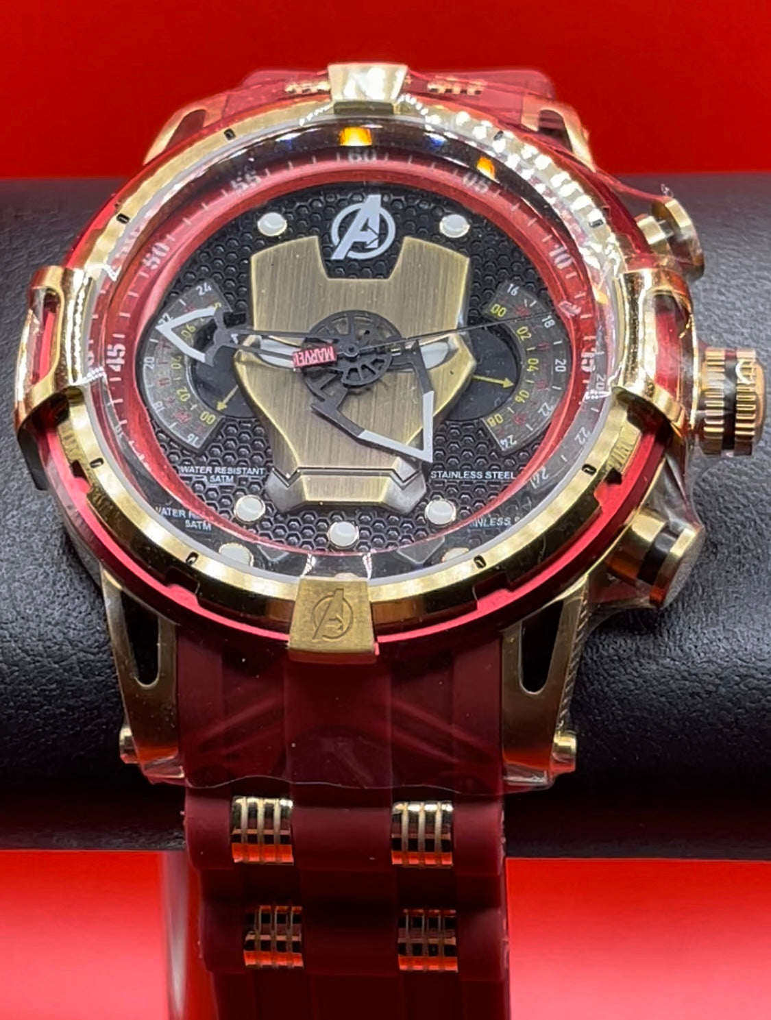 Marvel Character Men Luxury Wrist Watch Iron Man In Red