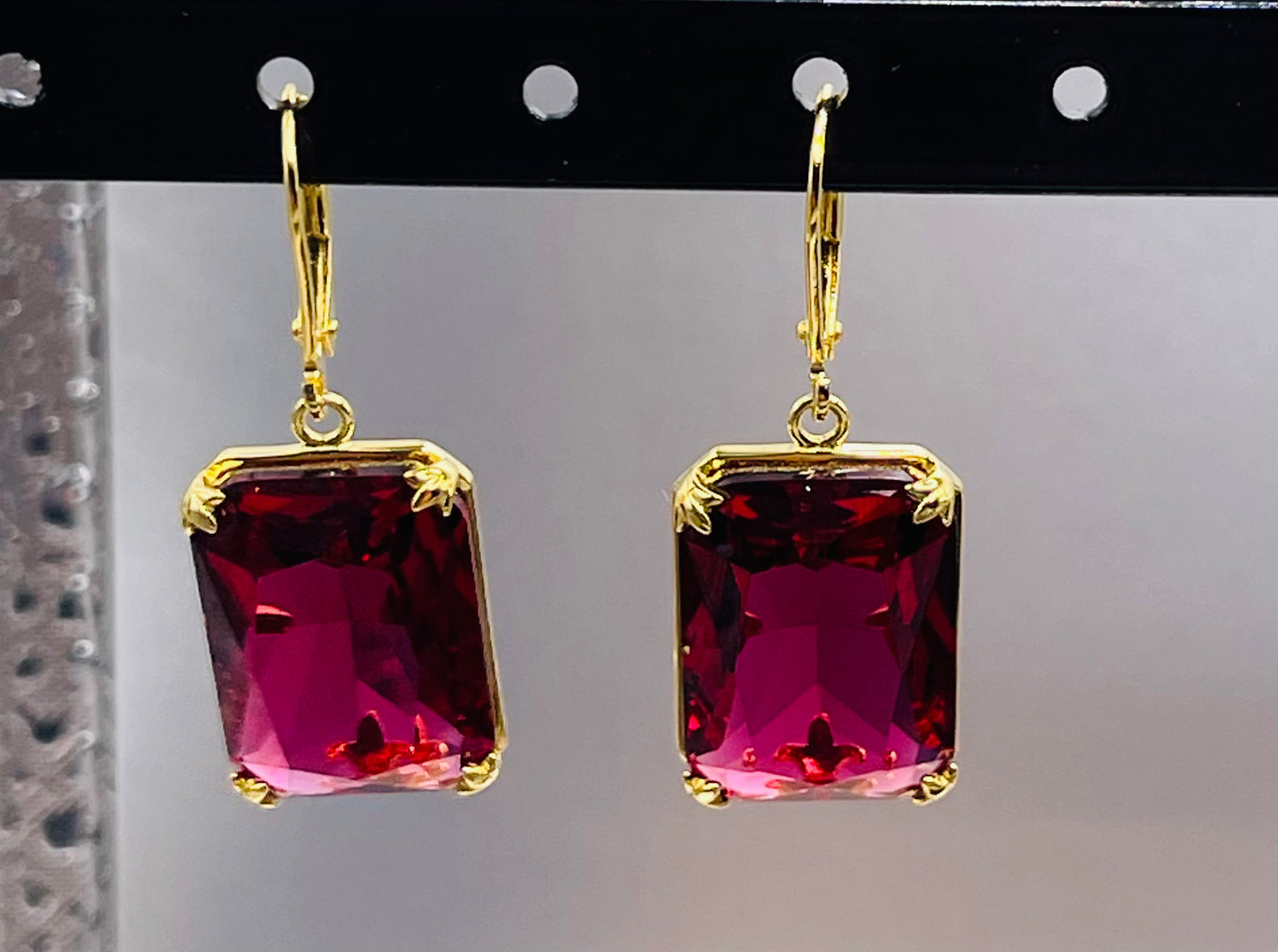 Pure 925 Sterling Silver Gemstone Earrings Jewelry Fine 18K Gold Plated Ruby