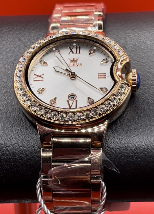 Luxury Fashion Women Wristwatch Waterproof Luminous Stainless Steel Diamond Date