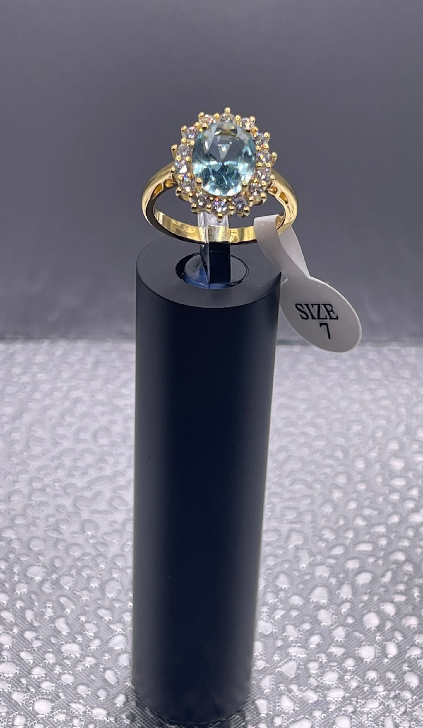 Women Gift 925 Sterling Silver Party High Quality Jewelry Cocktail Luxury Ring 18 K Gold Plated In Aquamarine Size 7