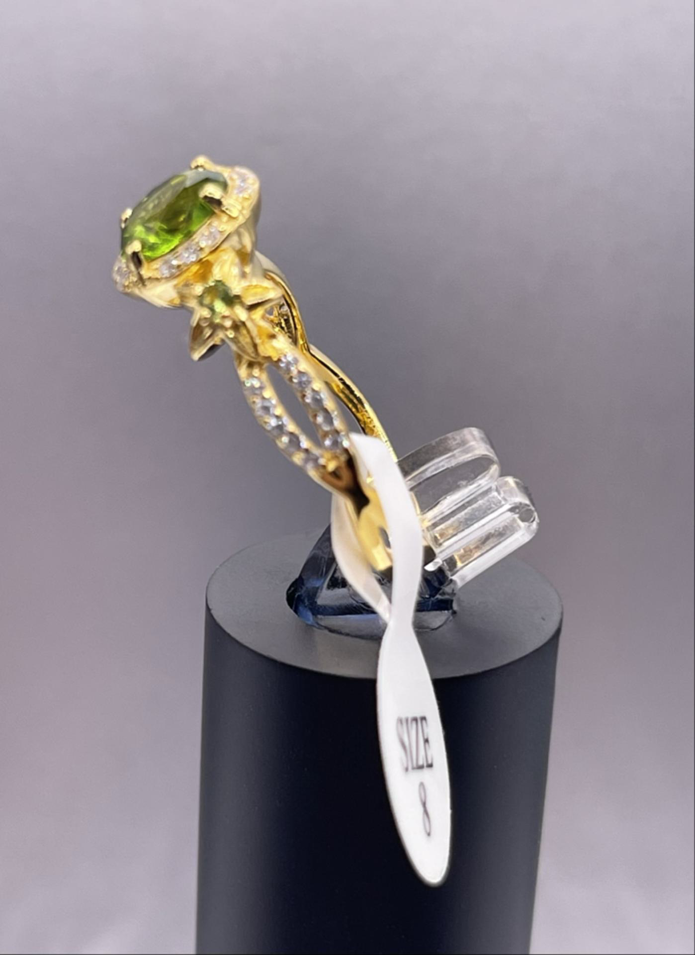 18K Gold 925 Sterling Silver Gemstone Zircon Jewelry In Peridot Size 8