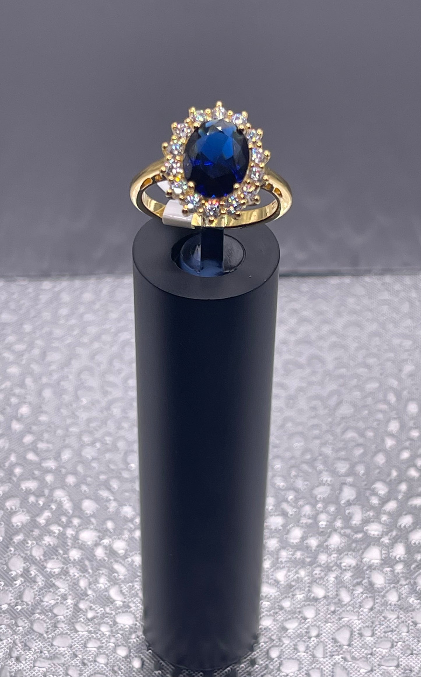 Women Gift 925 Sterling Silver Party High Quality Jewelry Cocktail Luxury Ring 18 K Gold Plated In Sapphire Size 7